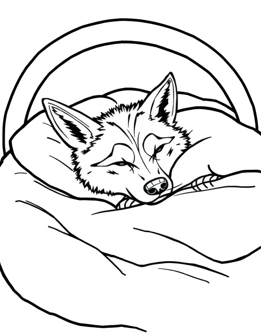 Sleepy werewolf in dog bed too small for it