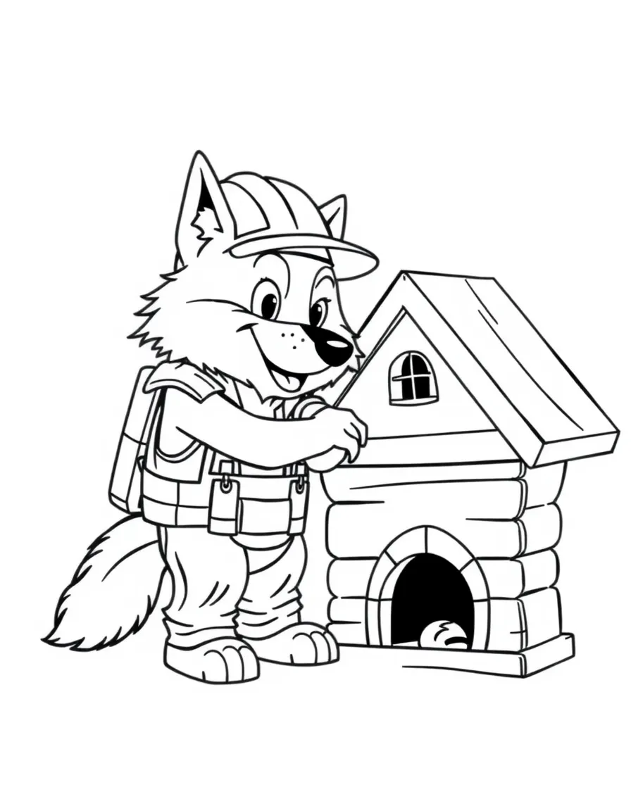 Construction worker werewolf building doghouse