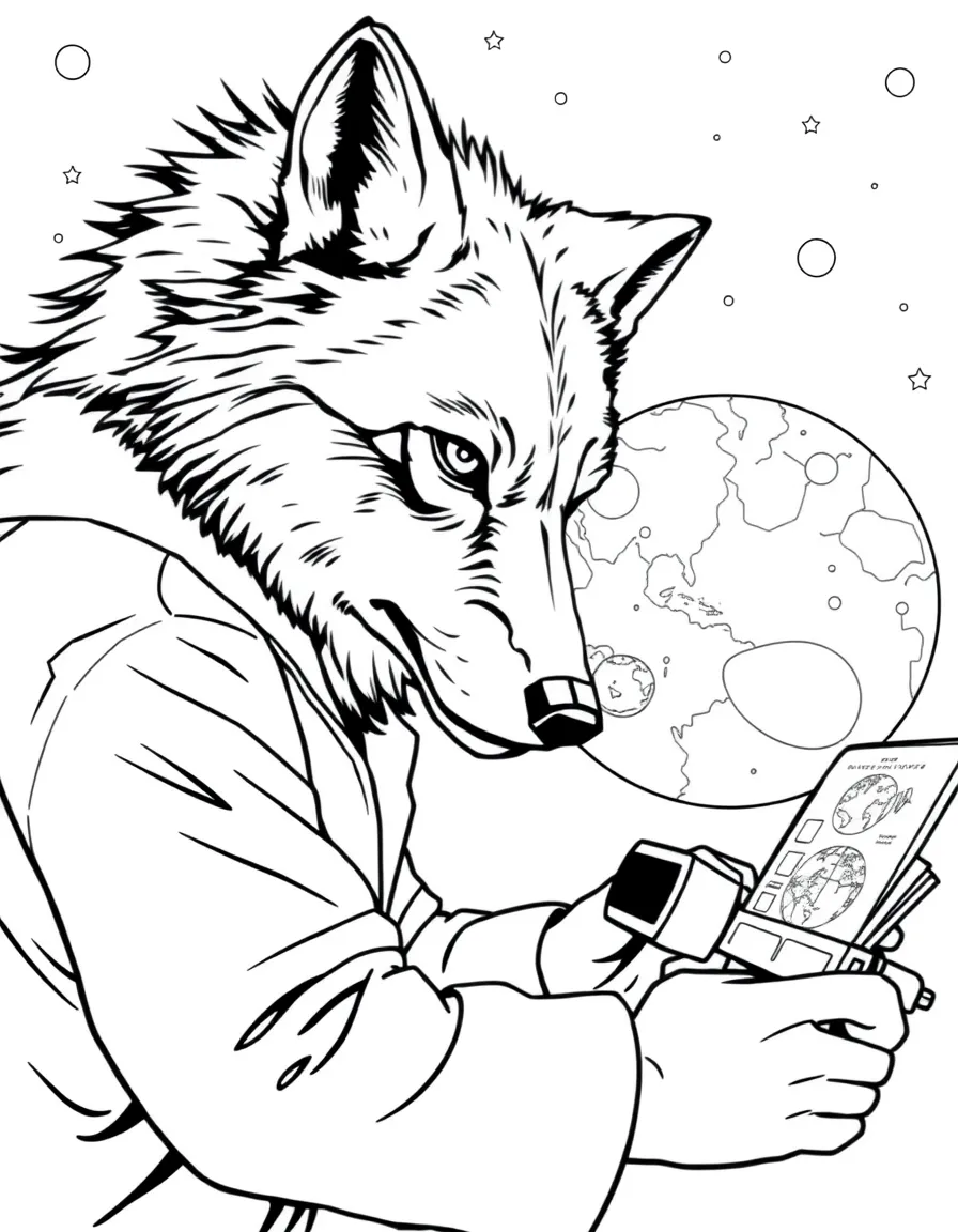 Scientist werewolf studying lunar charts