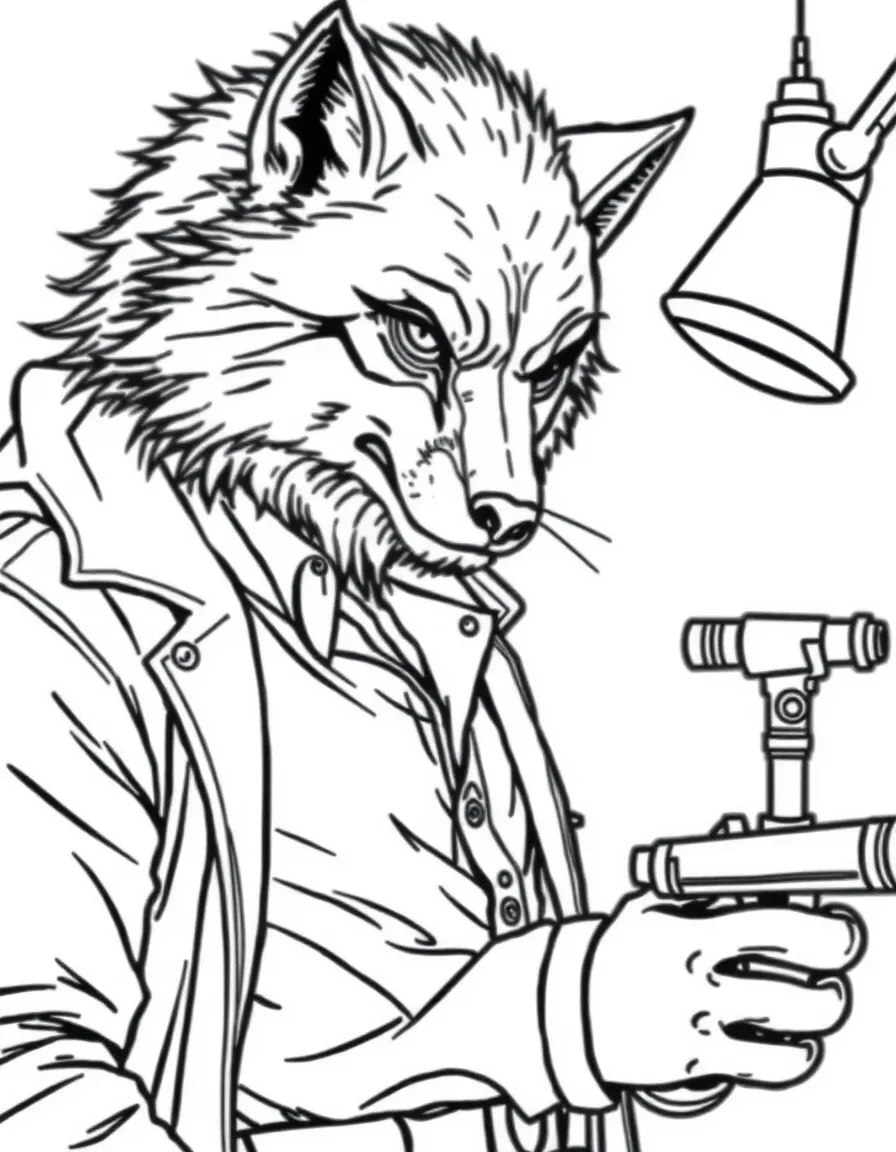 Fashion designer werewolf creating tear-proof clothes