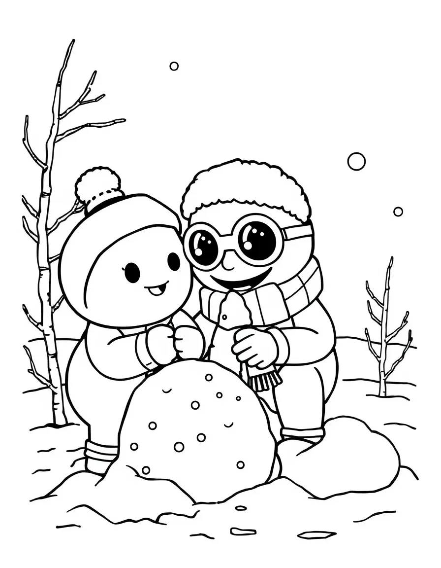 Winter cyclops making snow cyclops friends