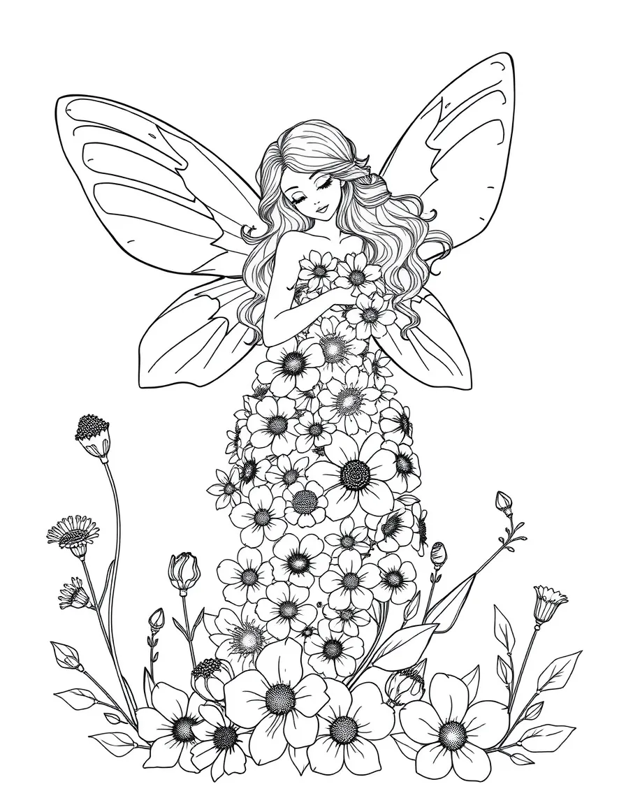 Flower nymph whose dress blooms with real flowers