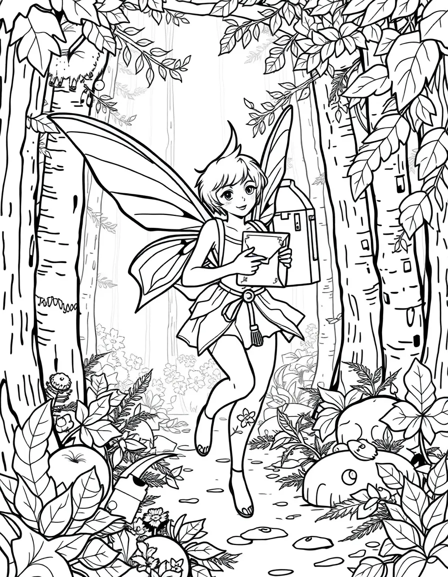 Mail carrier nymph delivering messages through forest