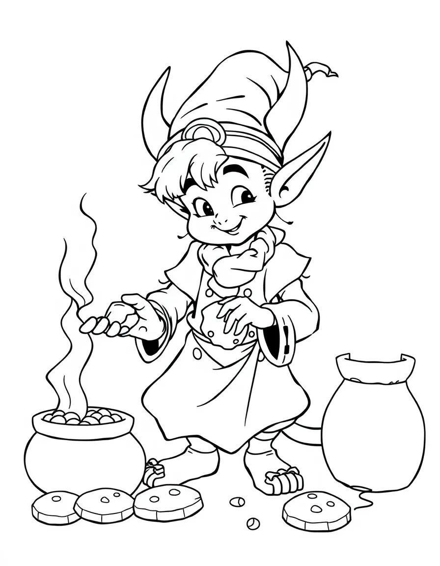 Baker djinn making cookies that grant tiny wishes
