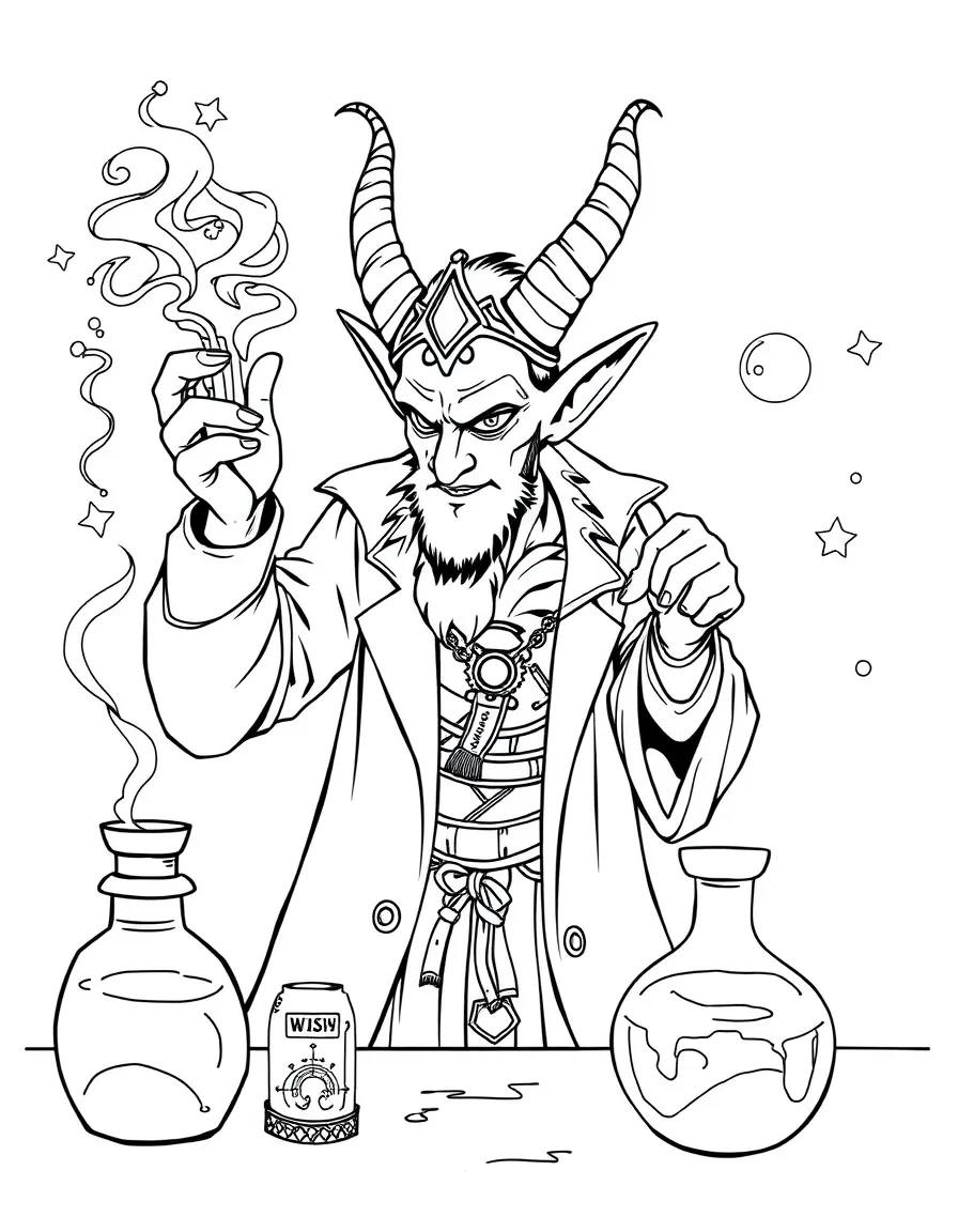 Scientist djinn experimenting with wish formulas