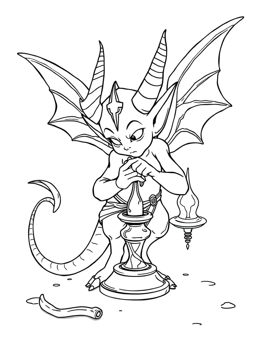 Djinn trying to vacuum inside its own tiny lamp