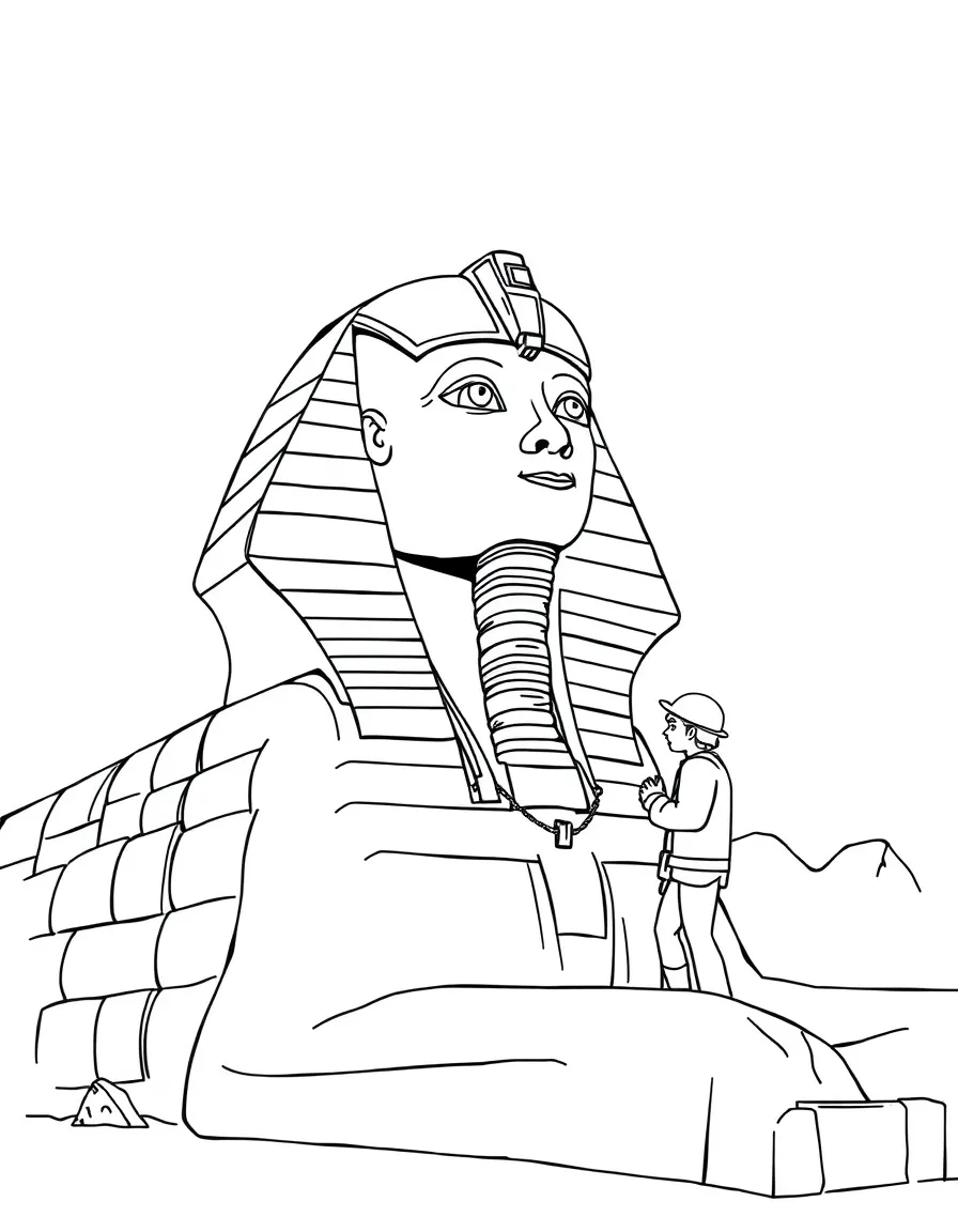 Construction worker sphinx building mysterious structure