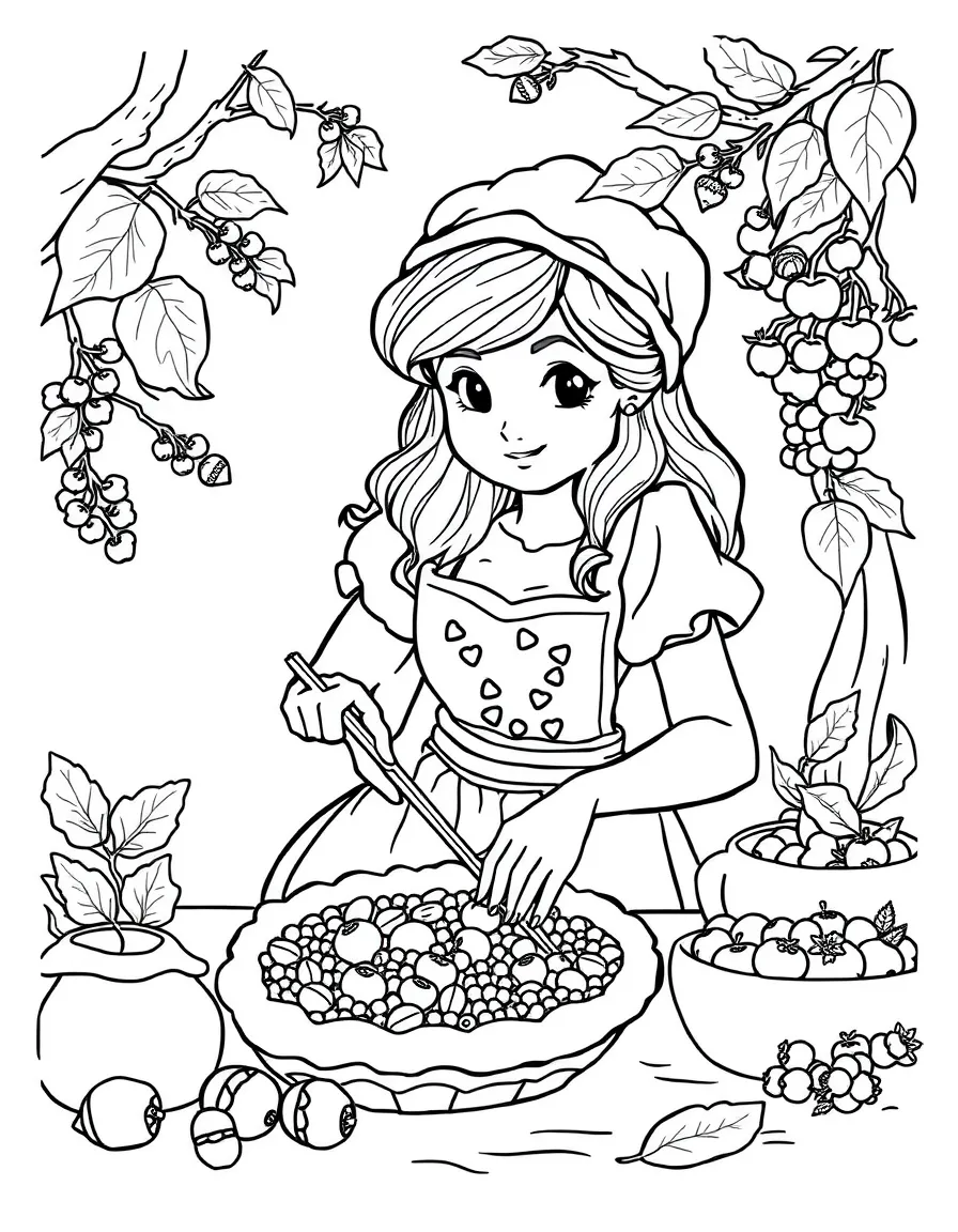 Baker dryad making acorn and berry pies