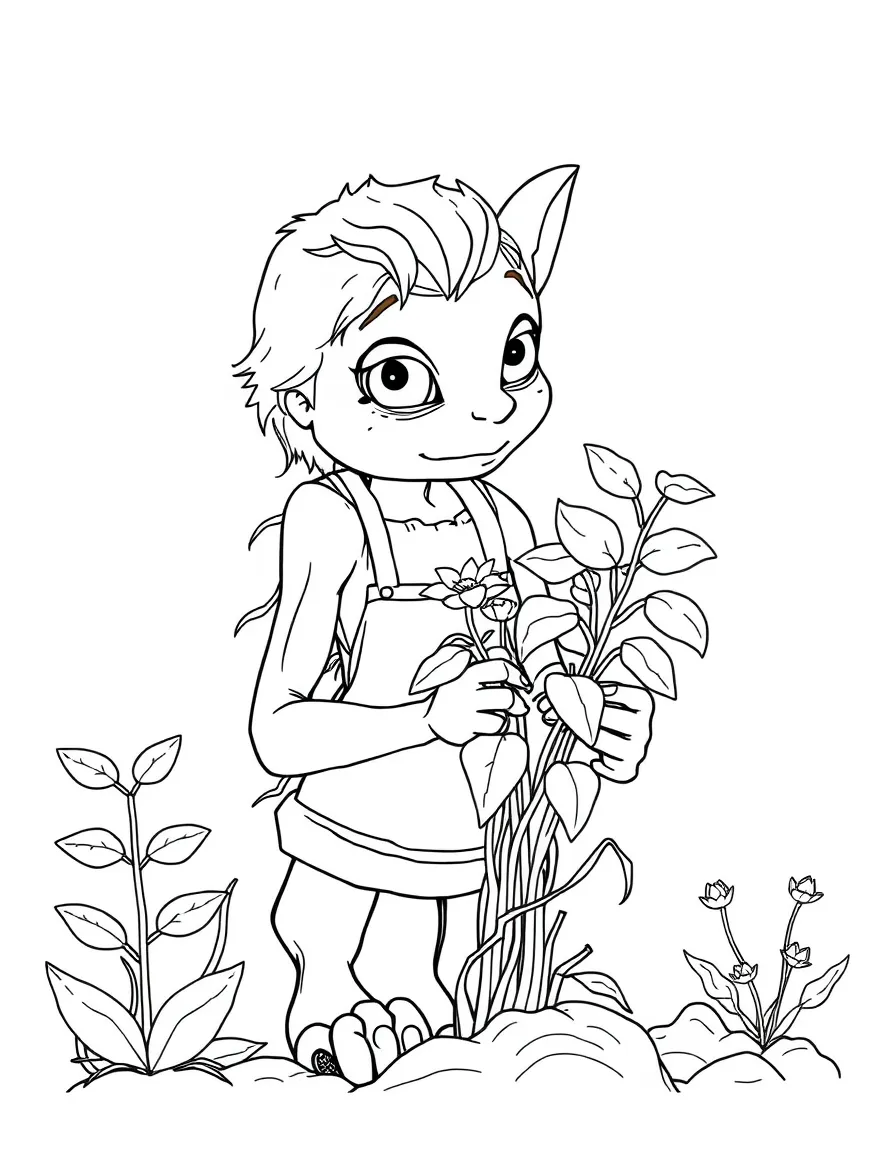 Gardener dryad growing plants on own arms