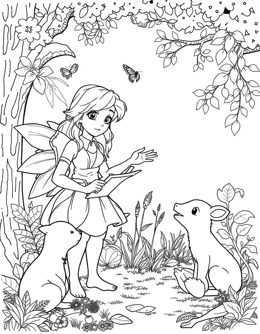 Teacher dryad giving nature lessons to animals