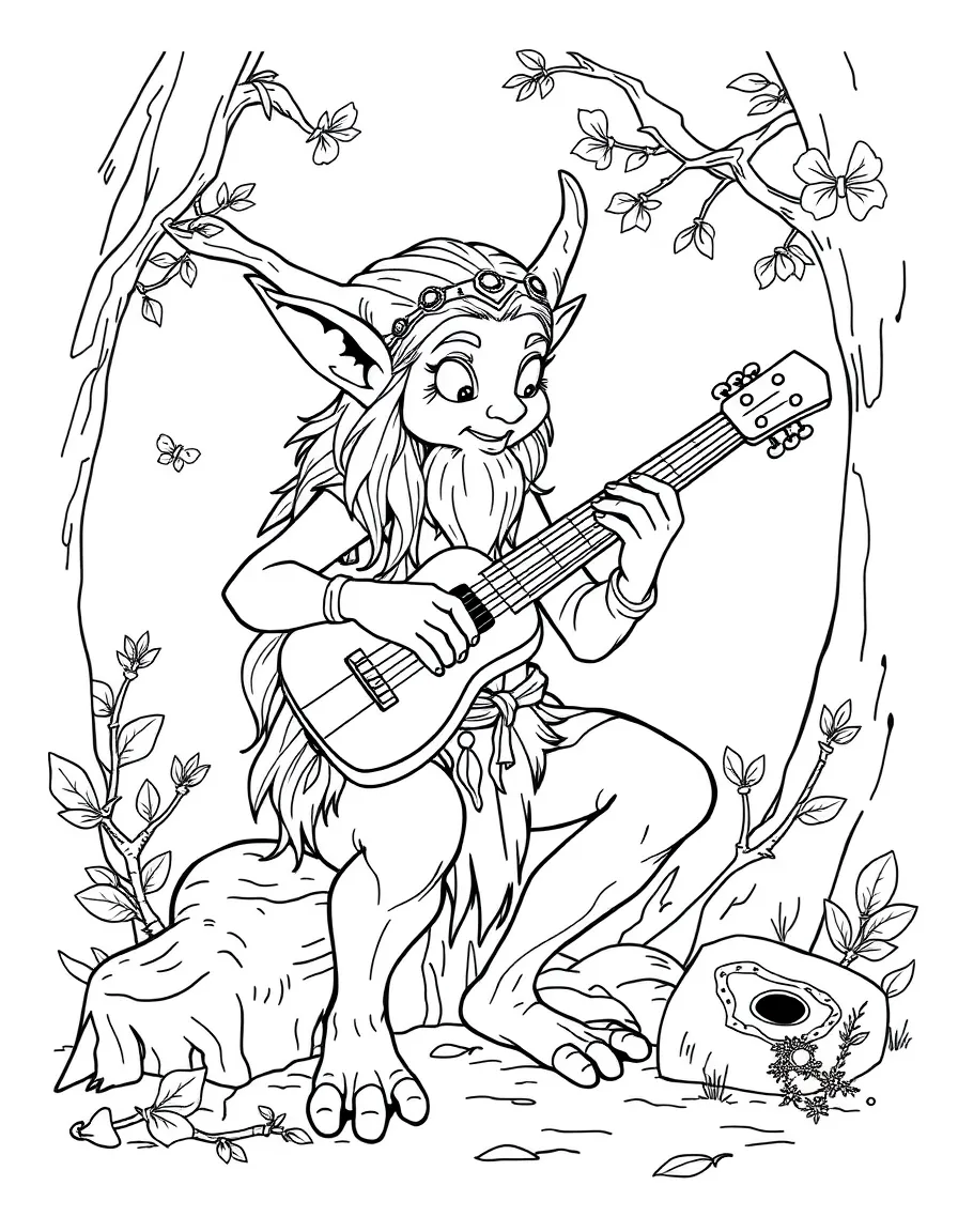 Musician dryad playing wooden instruments