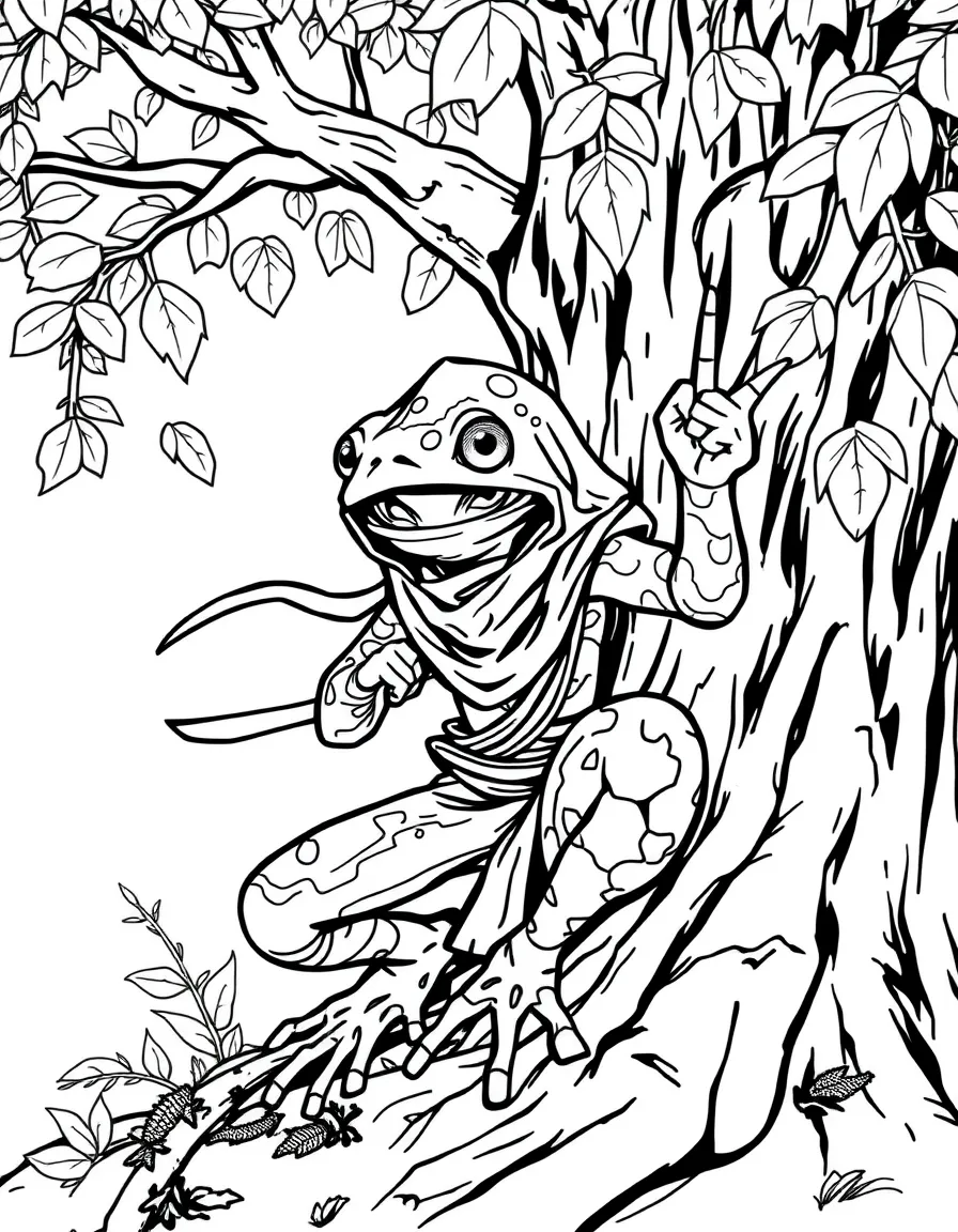 Ninja dryad camouflaged perfectly against tree