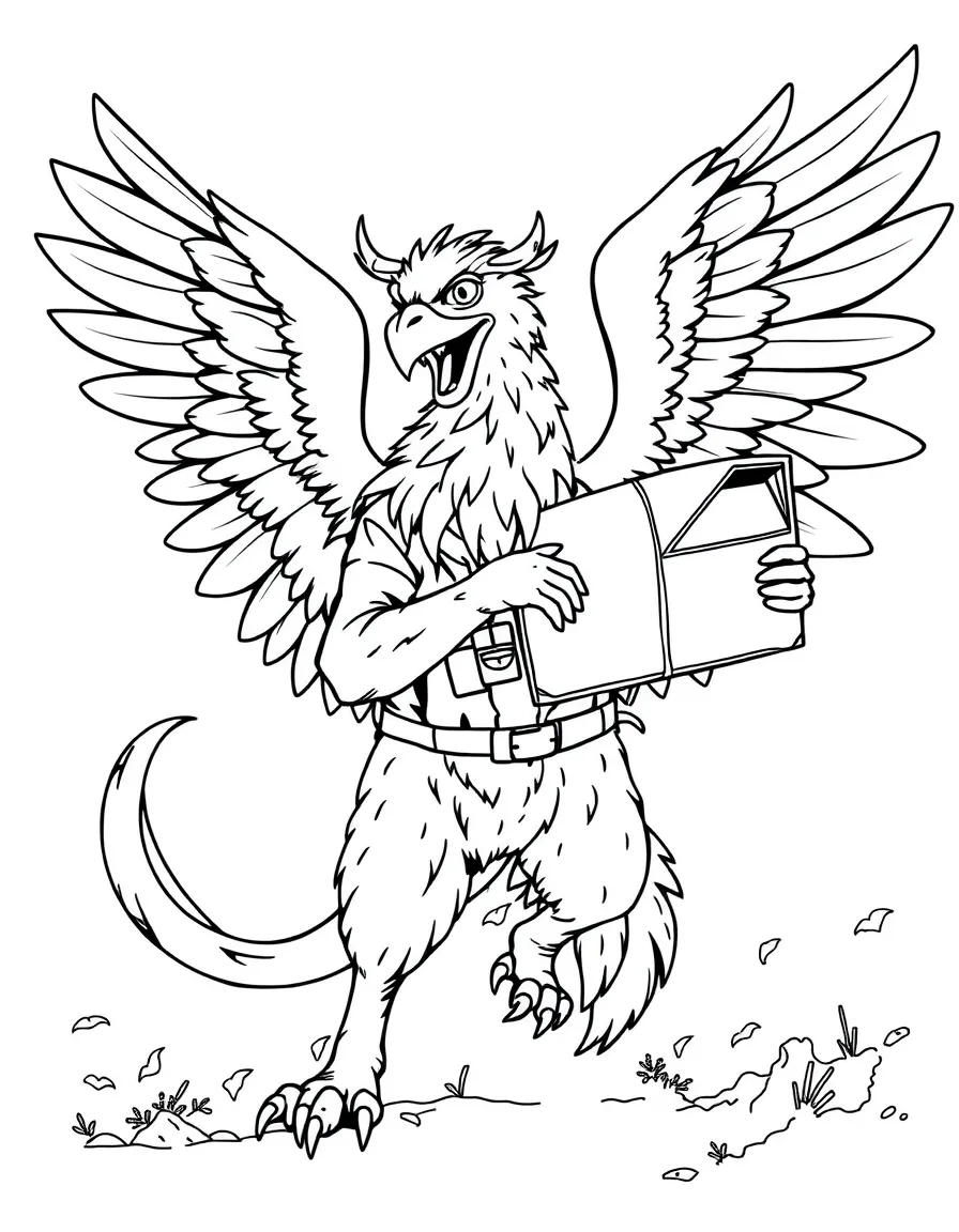 Mail carrier gryphon delivering airmail packages