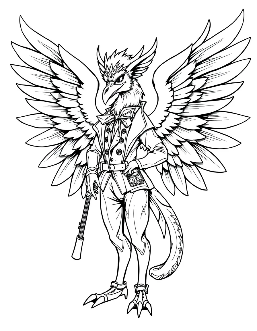 Fashion designer gryphon creating fashions for wings