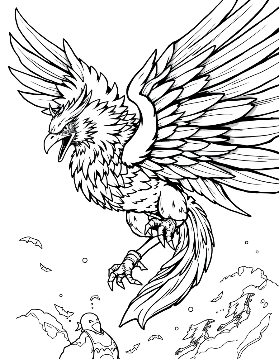 Ninja gryphon swooping silently to surprise friends