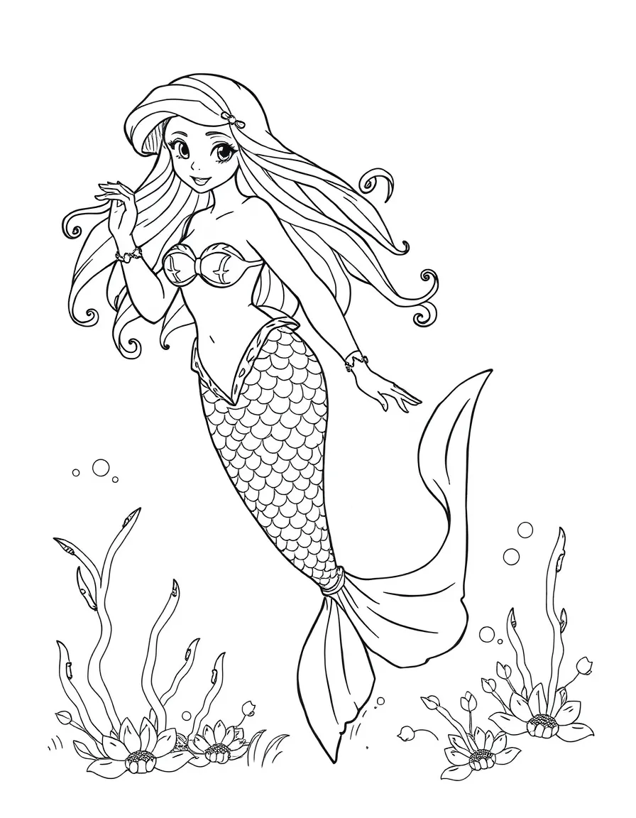 Mermaid with the ability to temporarily transform her tail into human legs