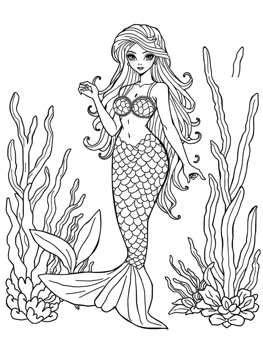 Mermaid fashion designer creating new styles from ocean materials