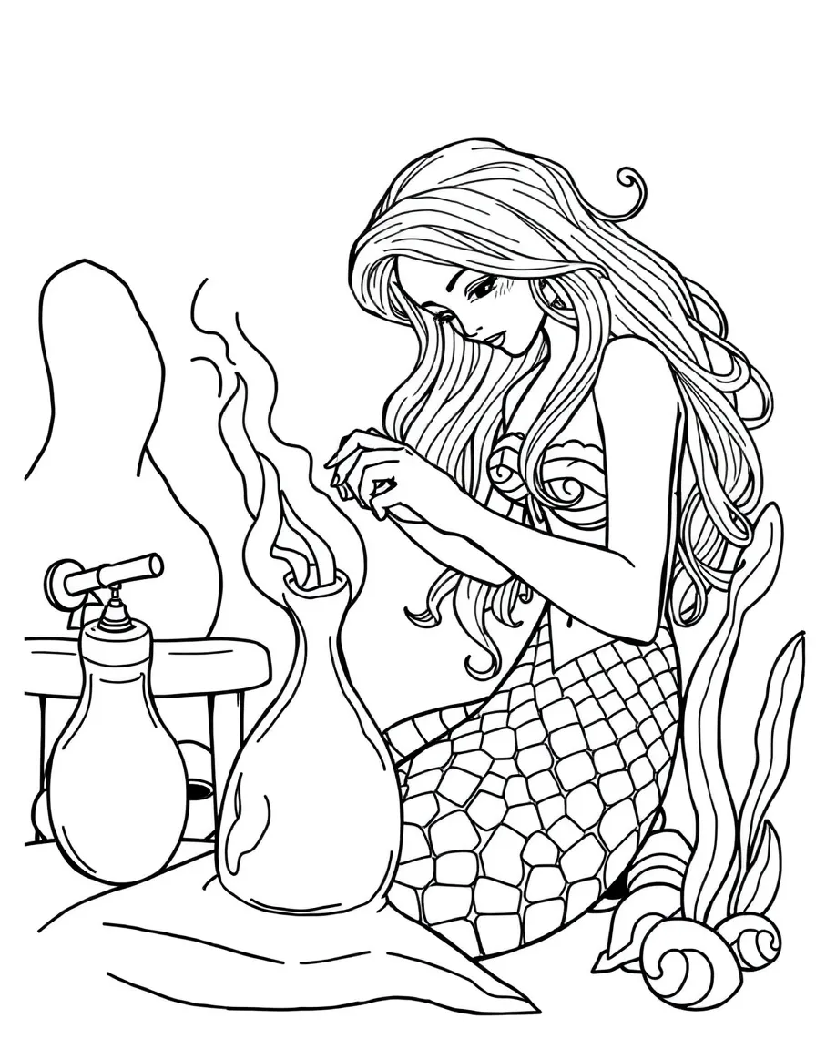 Mermaid glass-blower creating delicate art from heated sand