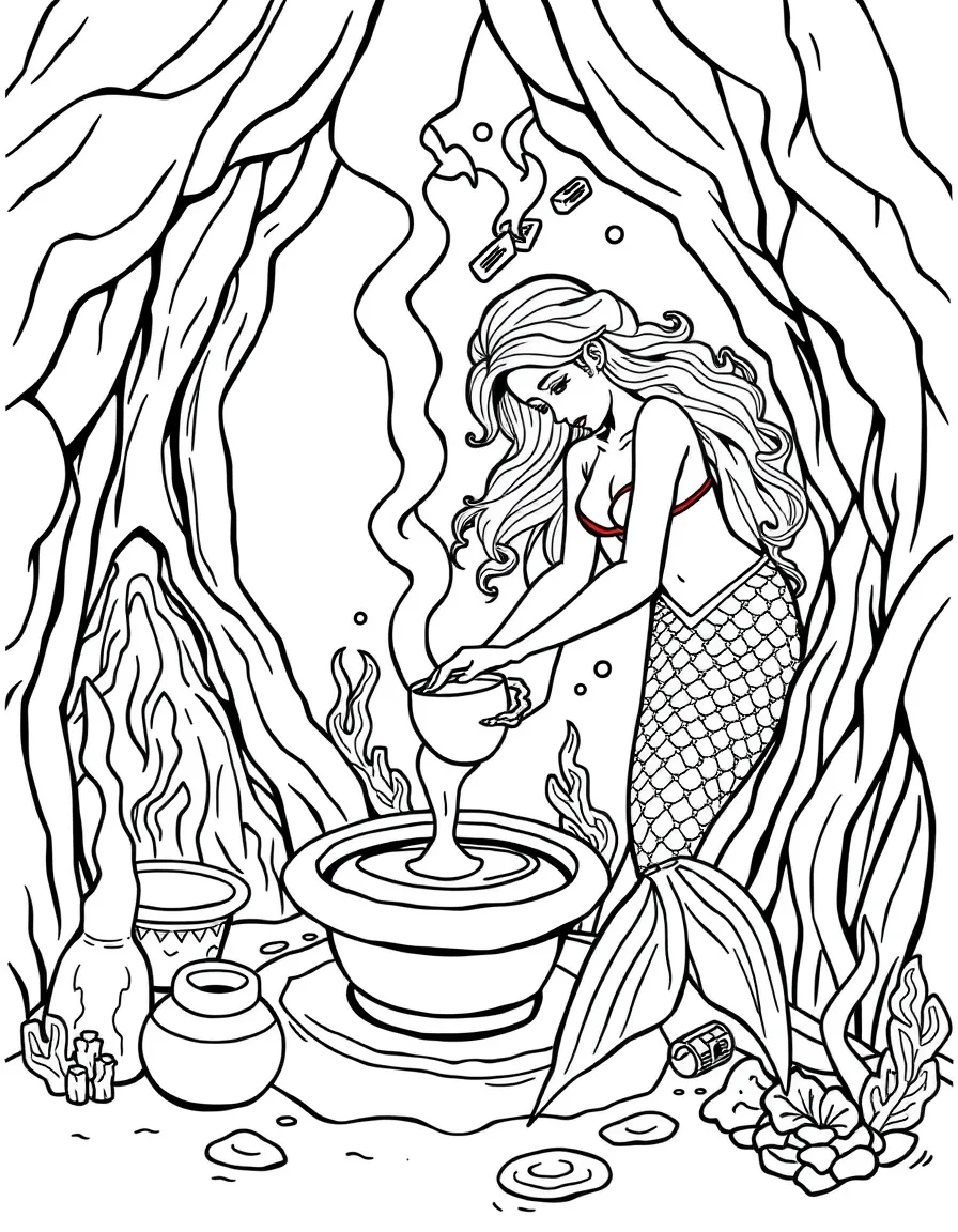 Mermaid pottery maker using underwater volcanic vents to fire clay