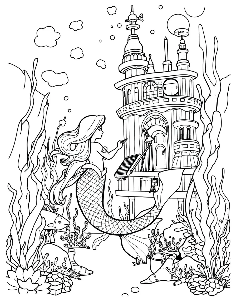 Mermaid architect designing the next great underwater structure