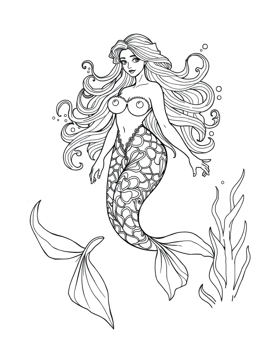Elemental mermaid made entirely of living, flowing water