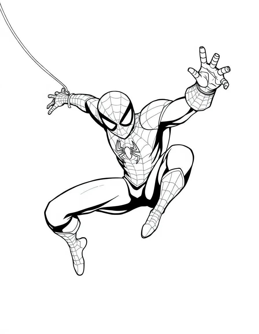 Spider-Man landing in his signature three-point stance