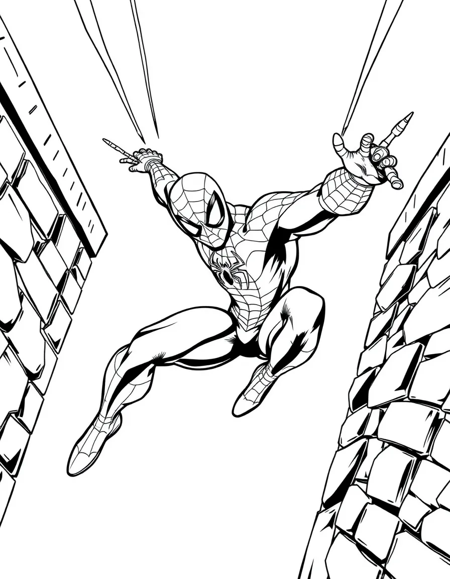 Spider-Man dodging projectiles mid-air