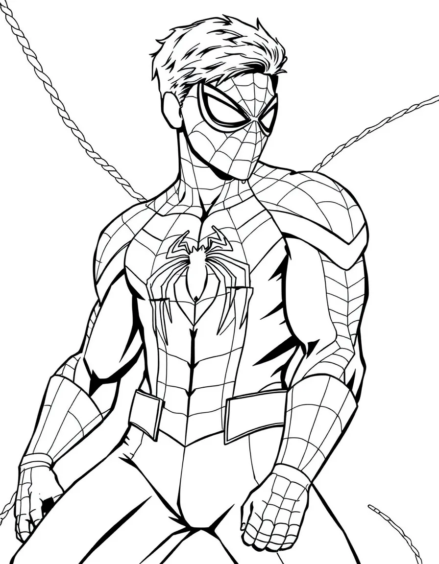Peter Parker transforming into Spider-Man (half Peter, half Spider-Man)