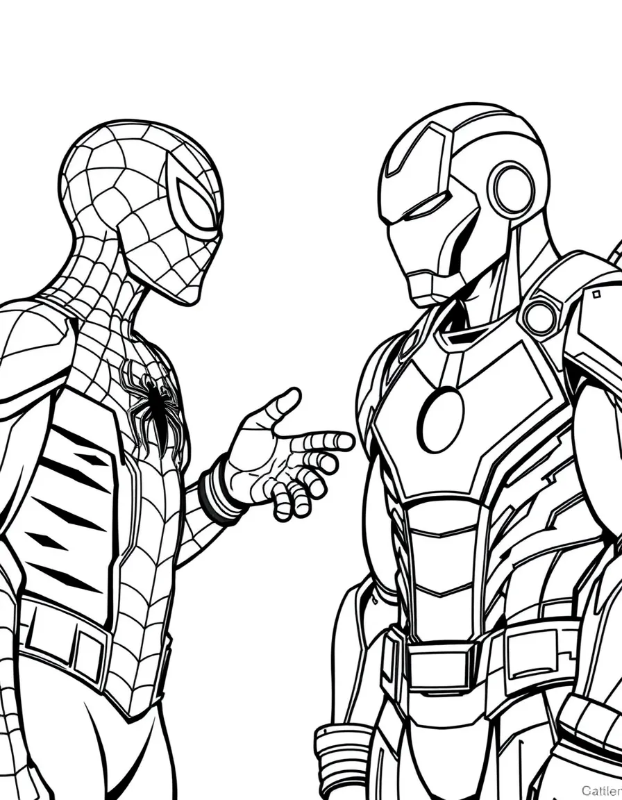 Spider-Man talking with his mentor Tony Stark/Iron Man