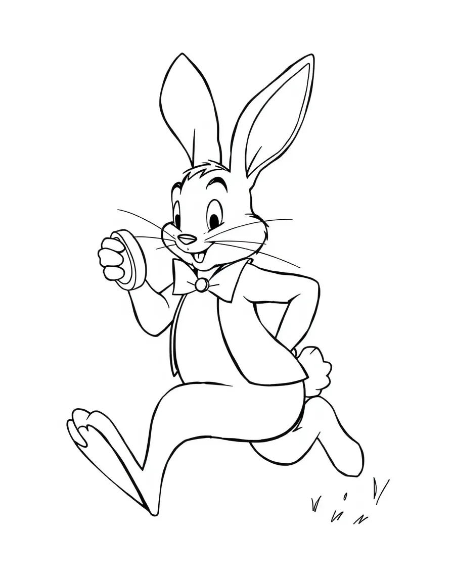 The White Rabbit from "Alice in Wonderland" checking his pocket watch while running