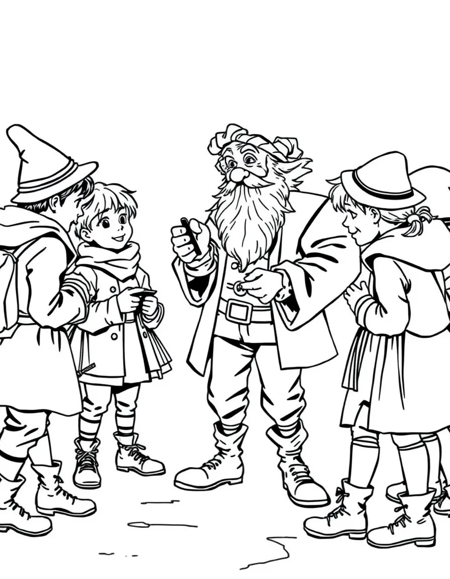 Fagin from "Oliver Twist" teaching pickpocketing to his gang of children