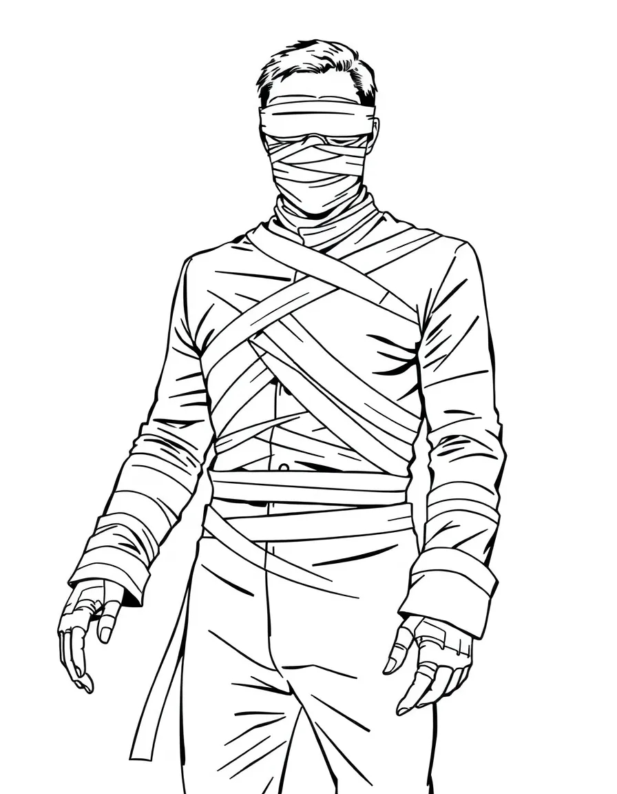 The Invisible Man with only his bandages and clothing visible