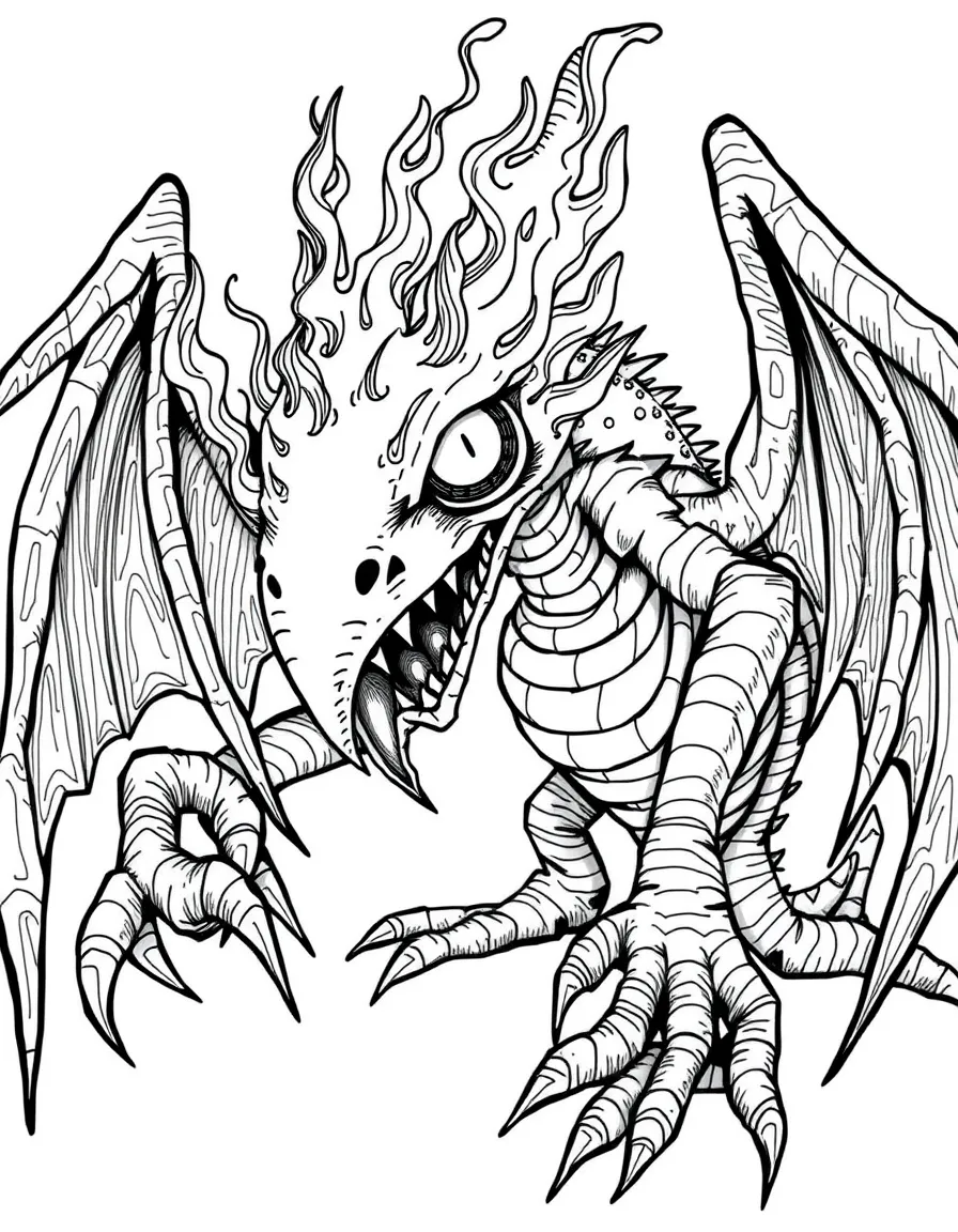 The Jabberwocky from "Through the Looking-Glass" with its flaming eyes