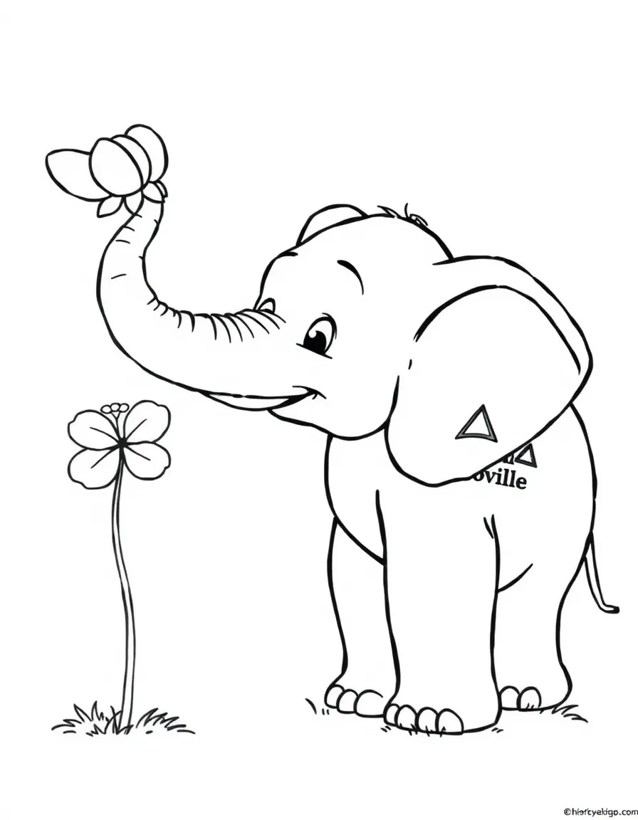 Horton the elephant carefully balancing a clover with Whoville on it