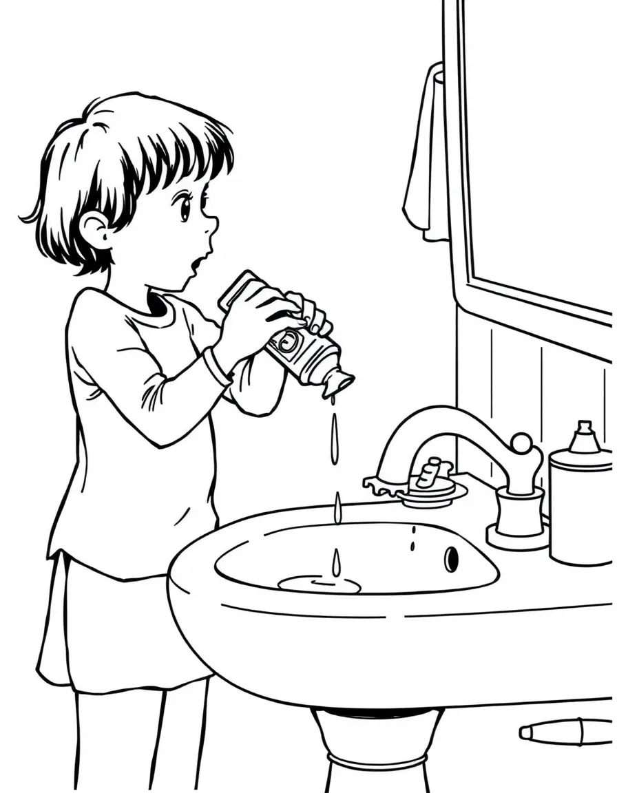 Ramona Quimby squeezing an entire tube of toothpaste into the sink
