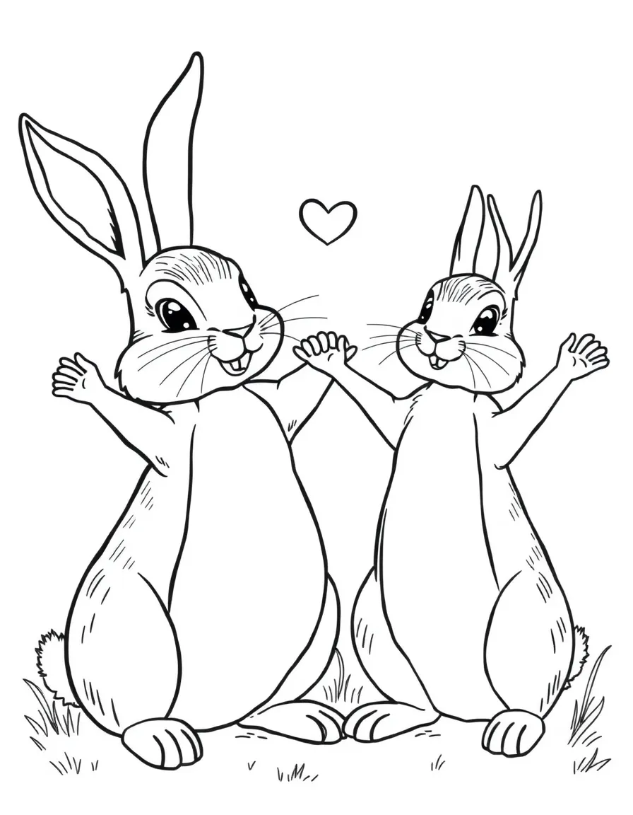 Big Nutbrown Hare and Little Nutbrown Hare stretching their arms to show their love