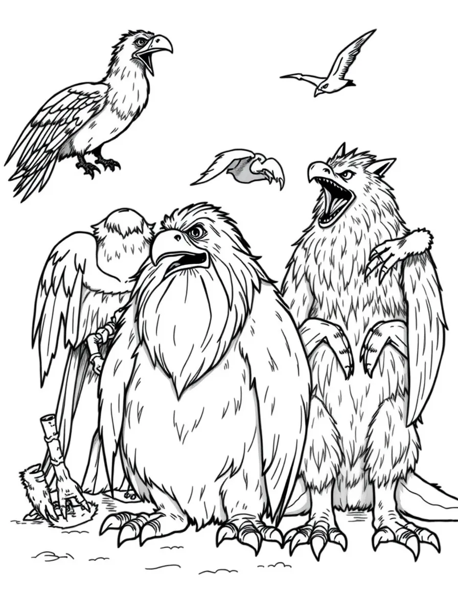 Hagrid's magical creatures including Buckbeak, Norbert, and Fang