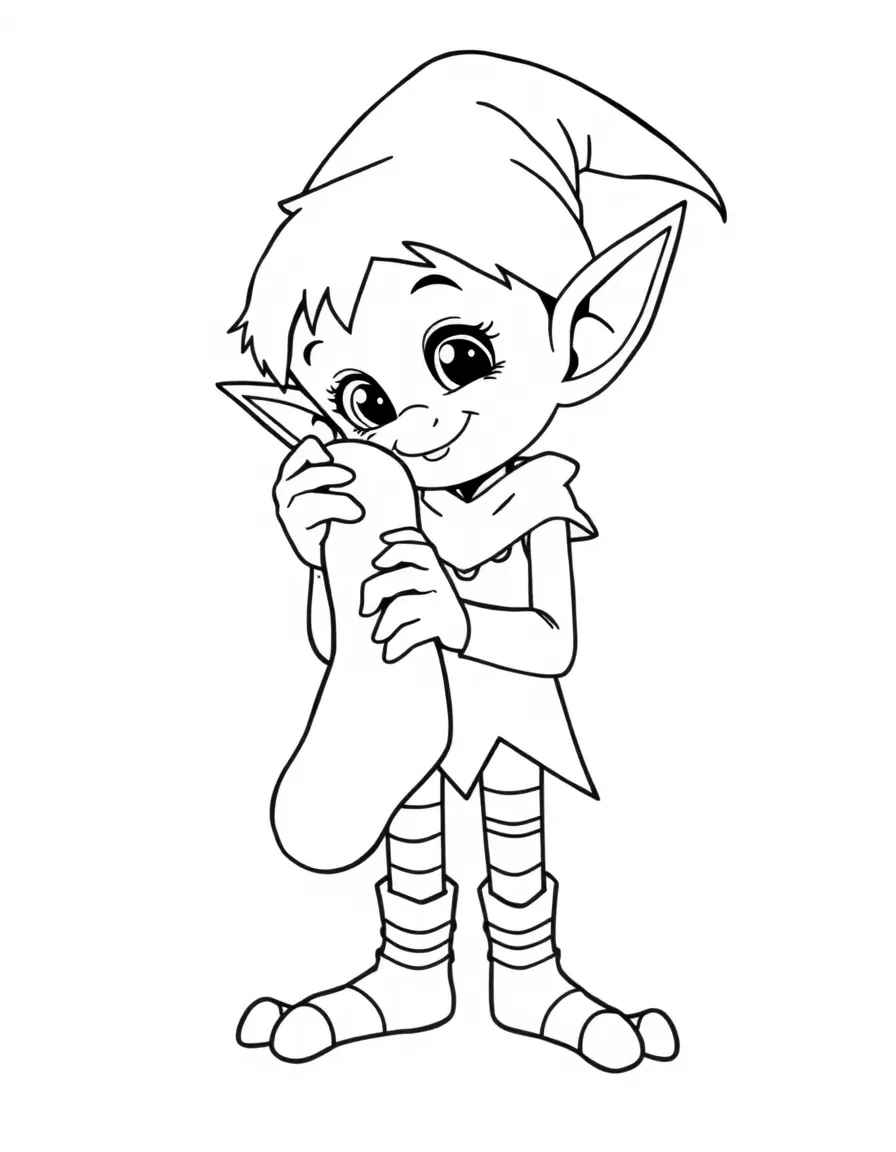 Dobby the house elf with mismatched socks holding a sock