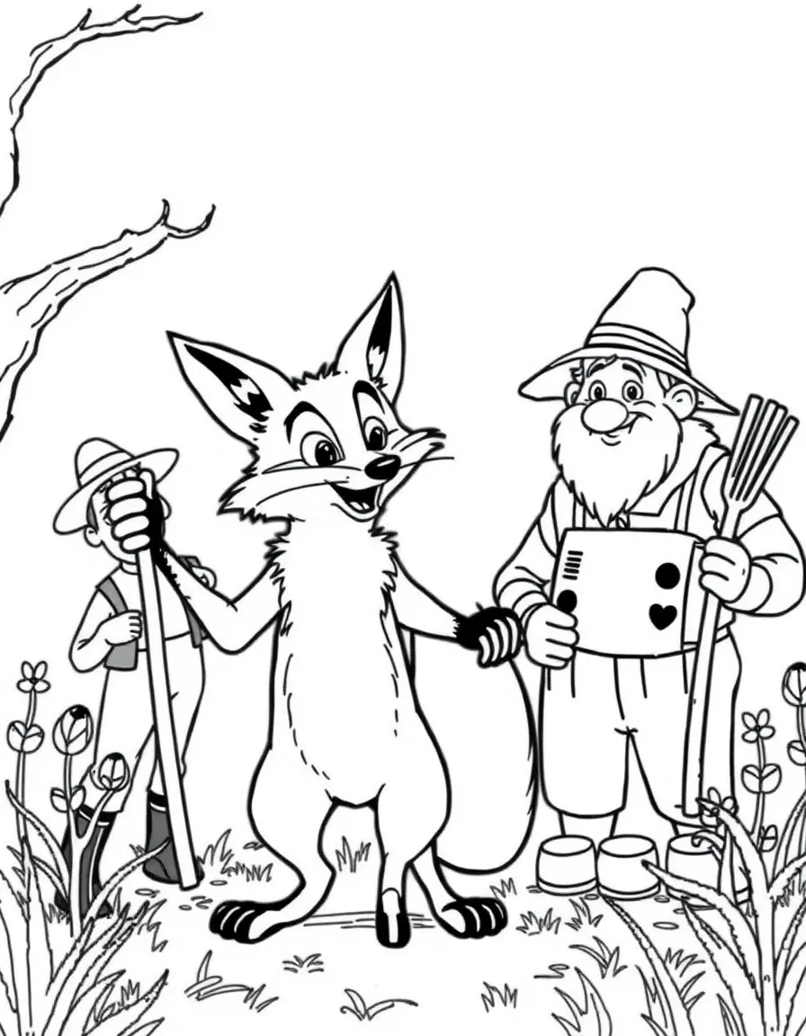 Fantastic Mr. Fox outsmarting farmers Boggis, Bunce, and Bean