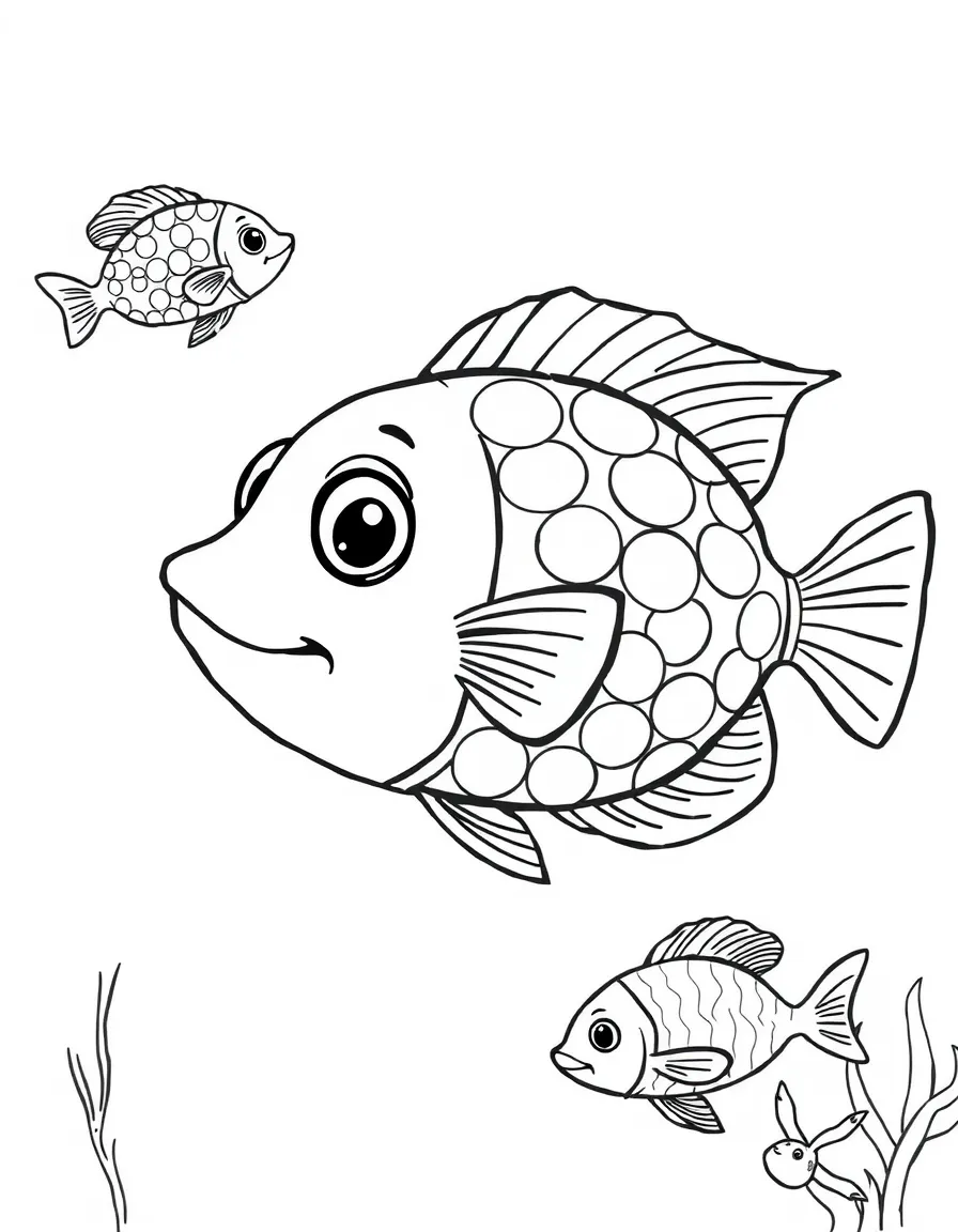 The Rainbow Fish sharing his shiny scales with other fish