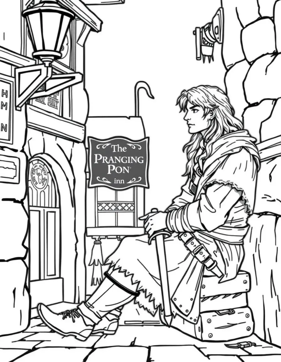 Aragorn as Strider sitting in the corner of the Prancing Pony inn