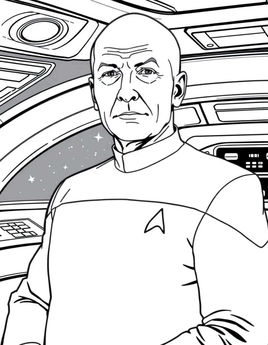 Captain Jean-Luc Picard on the bridge of the Enterprise