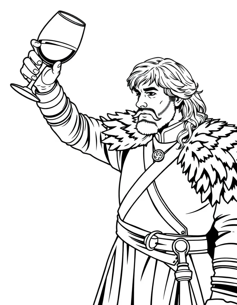 Tyrion Lannister raising a wine glass in salute