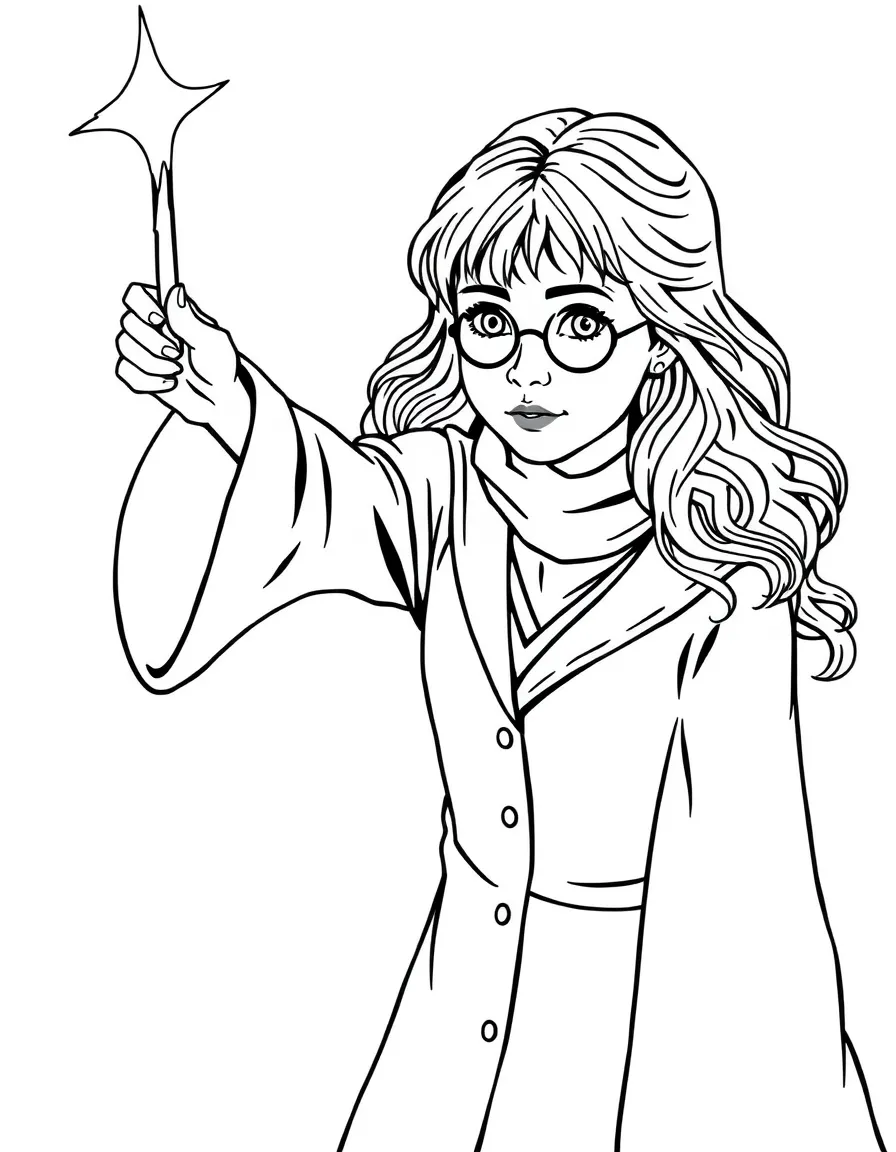 Hermione Granger casting a spell with her wand