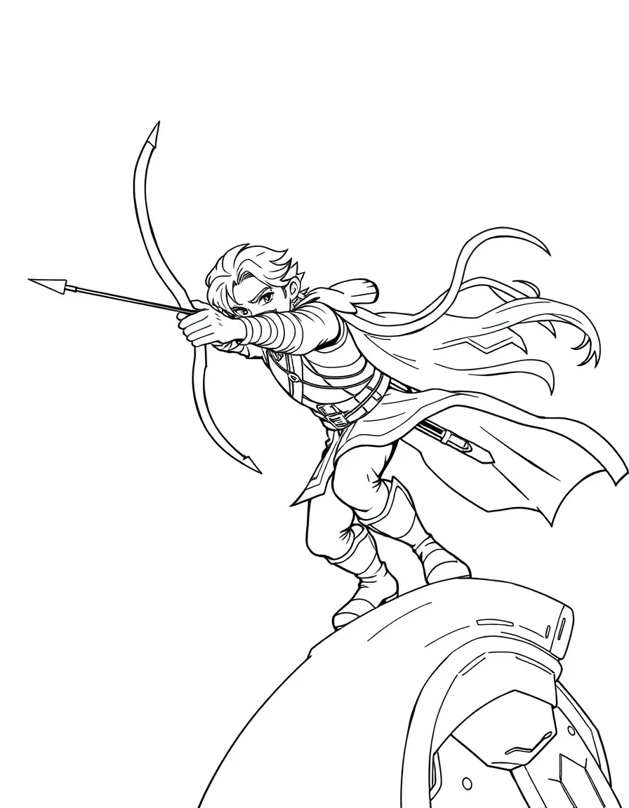Legolas shooting arrows while balancing on a moving object