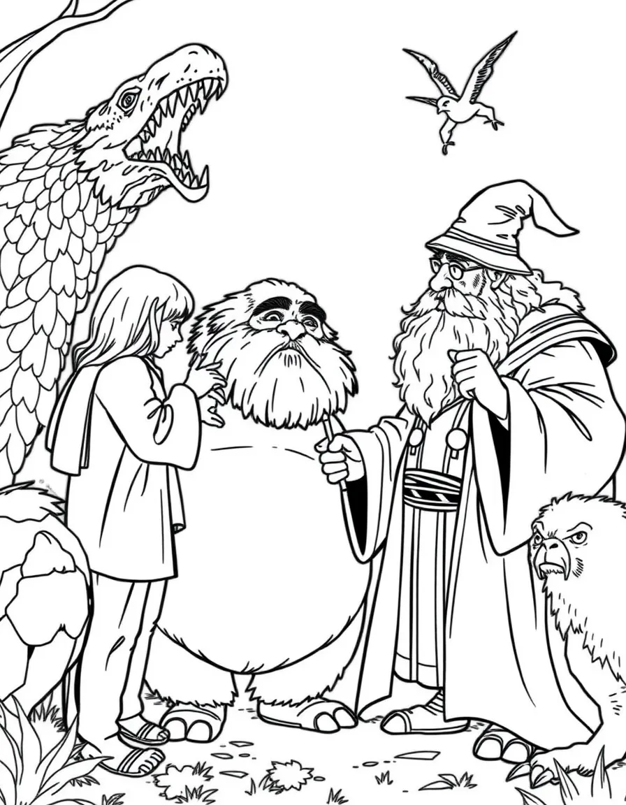 Rubeus Hagrid introducing first-years to the magical creatures