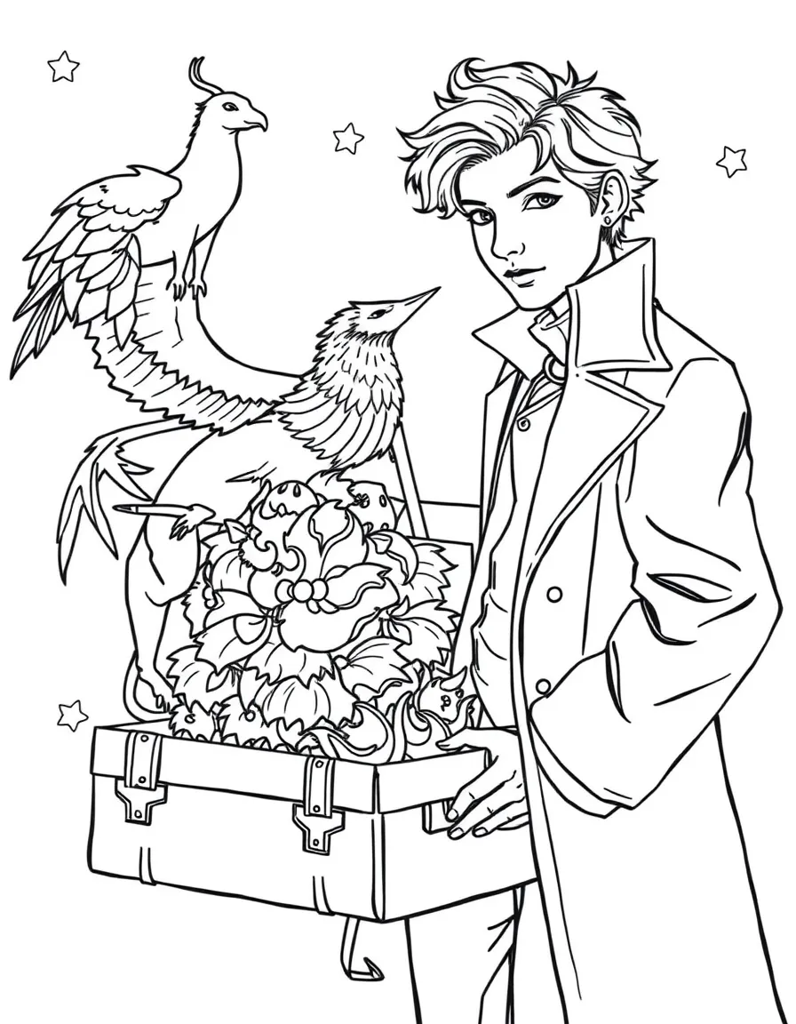 Newt Scamander with his magical suitcase of creatures