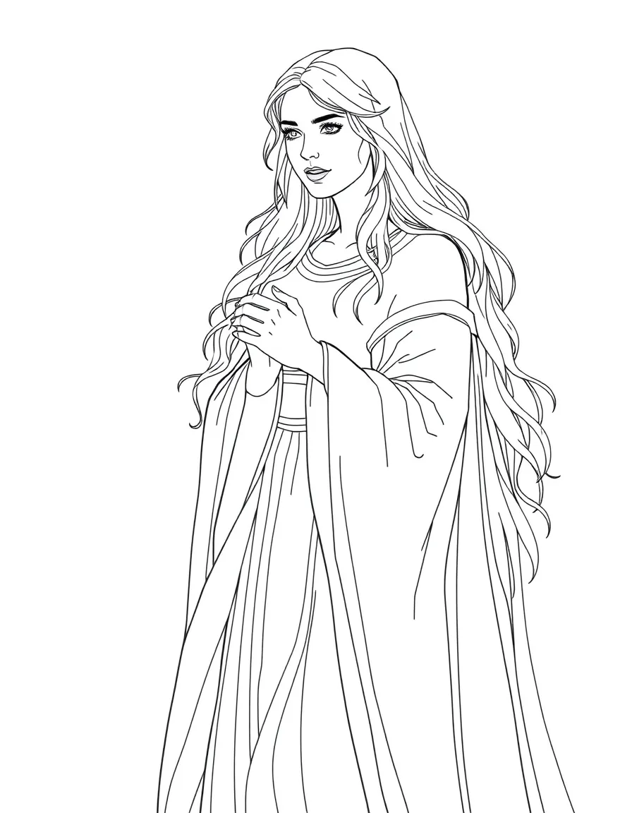 Galadriel in her white robes with her ring of power
