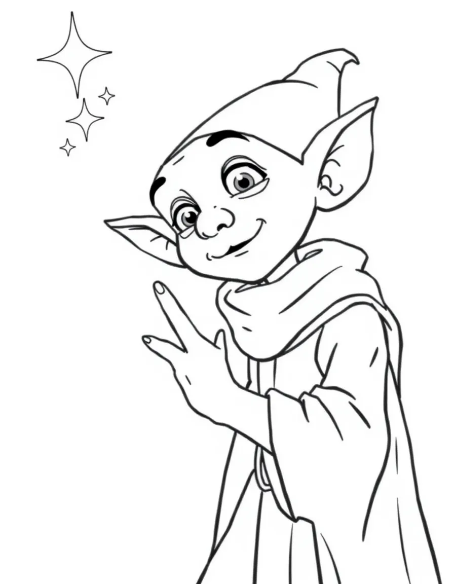 Dobby the house elf snapping his fingers to perform magic