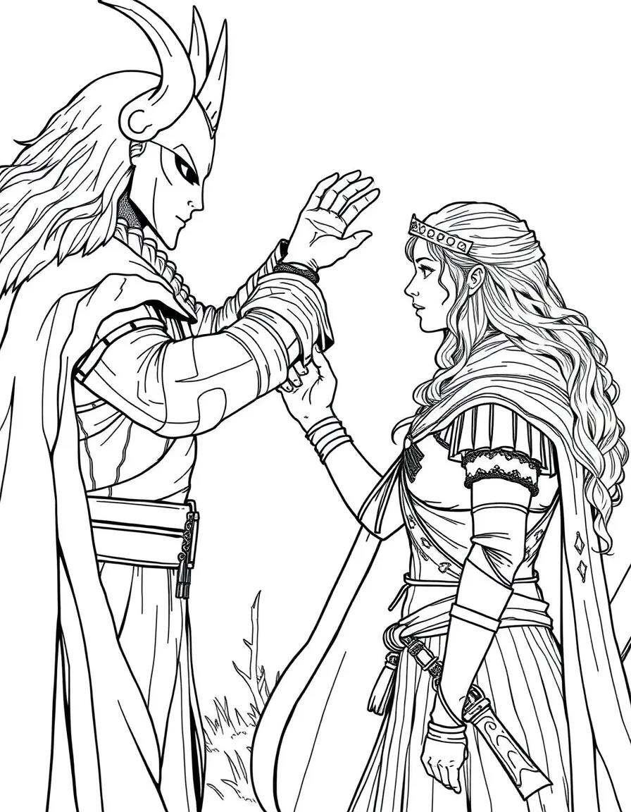Eowyn removing her helmet to reveal she's a woman facing the Witch-king